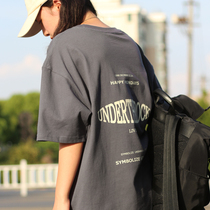 Upright walking summer Chaochon short sleeve T-shirt woman behind letter printed personality hip hop day couple half sleeve blouse