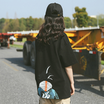 Anime printing short-sleeved T-shirt couple loose trendy cool European goods neutral handsome bf wind student half-sleeve top women