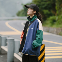 Salt line stitching color matching overalls women loose oversize two sides wear spring and autumn baseball clothes fried street jacket tide