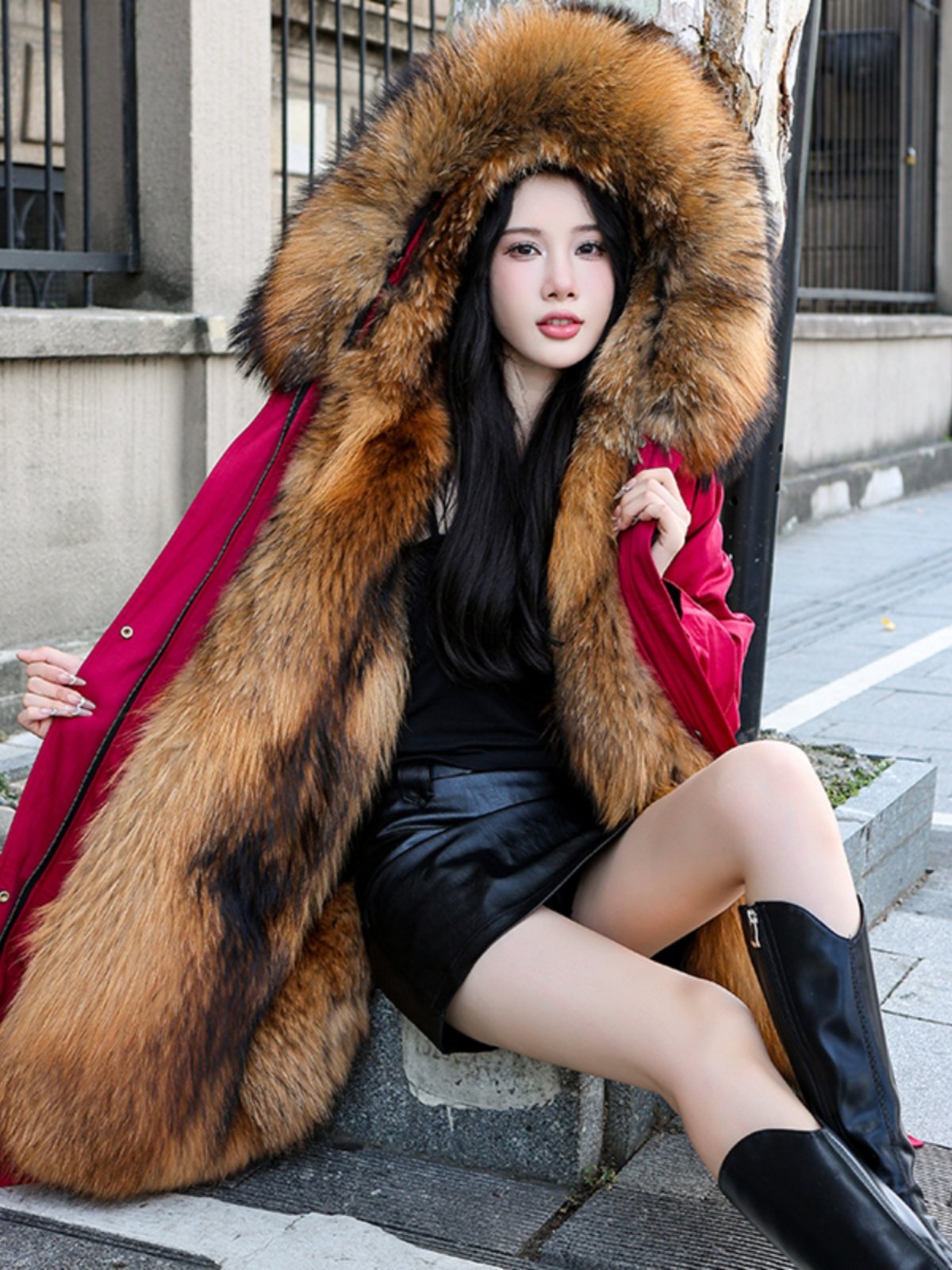 極美品✨定価17万 フォクシー The Inés Parka ロングコート 40 2024 New Parkas Warm Women's Winter Removable Fox Fur Lining Long