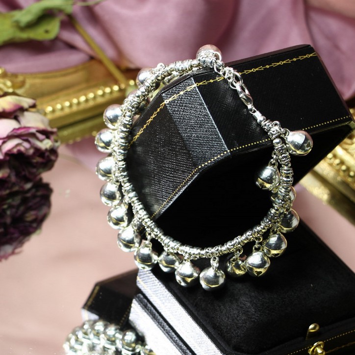 Nhảy múa chuông bạc Tây Tạng có âm thanh vòng chân nữ retro phong cách dân tộc retro thời trang nam handmade Sen sinh viên - Vòng chân lắc chân vàng