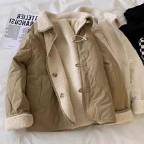 Clearance leakage~Light familiar Japanese and Korean versatile reversible down jacket for women winter short sherpa cotton jacket