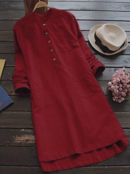 清仓特价~200斤大码女装春秋白色立领亚麻衬衫裙长袖棉麻连衣裙夏