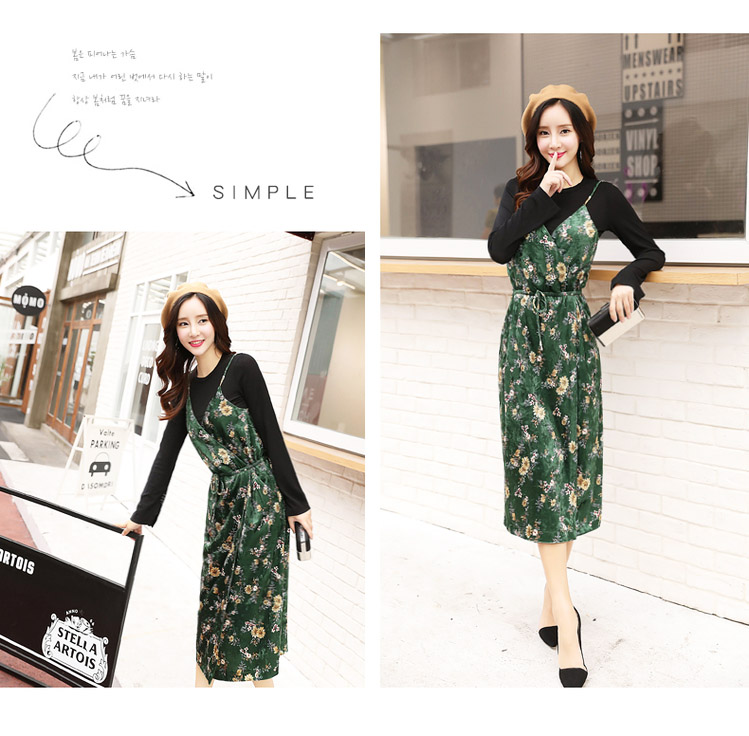 Phụ thuộc sâu sắc 2018 Mùa thu Mới Kích thước lớn Phụ nữ hai mảnh Xuân và Thu Top Top Váy Set Váy 21767 đầm đẹp giá rẻ