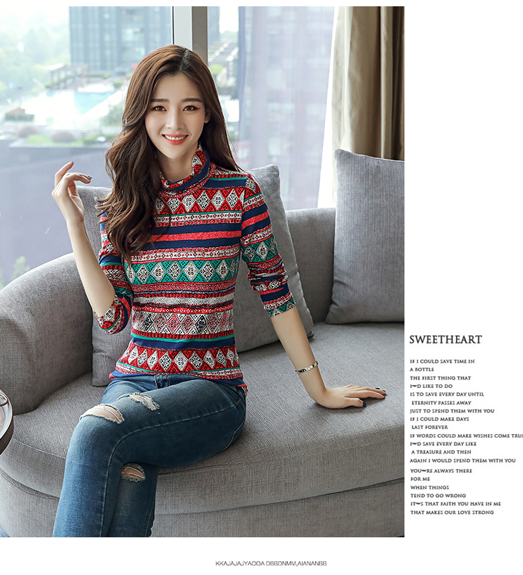 Sâu 2018 thu đông mới size lớn cho nữ mùa thu đông dài phần cổ cao áo len chạm đáy áo len 811A áo nữ công sở