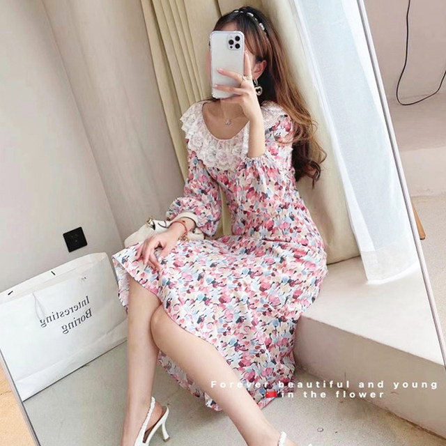 Deep Yidu 2021 summer new large size women's summer fashion elegant floral dress 7014 FK-W