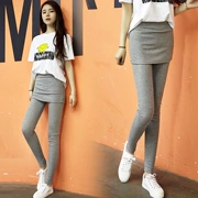 Sâu 2019 xuân hè mới size lớn nữ xuân hè thu đông hoang dã legging giả hai dây nữ 695 - Quần tây thường