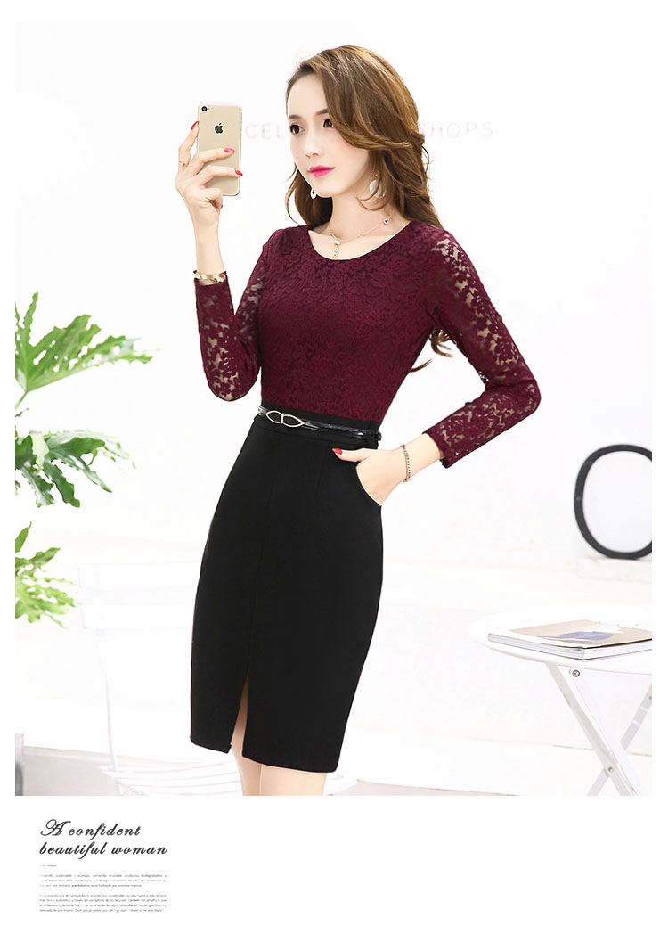 Sâu sắc 2018 mùa xuân mới của phụ nữ mùa xuân và mùa thu mùa xuân mỏng dài tay khâu đầm ren 1702 đầm đẹp 2021