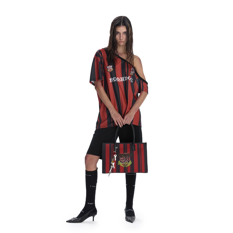 24Ans [Hyuna & Yoo Ji-Min Same Style] Blokecore Jersey with Straps and Exposed Shoulders Milan Argentina T-Shirt