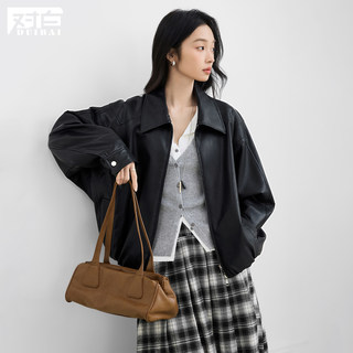 Chaqueta de cuero pu blanca y negra para mujer, primavera 2026, nueva chaqueta de cuero estilo retro americano, pantalones cortos para motocicleta