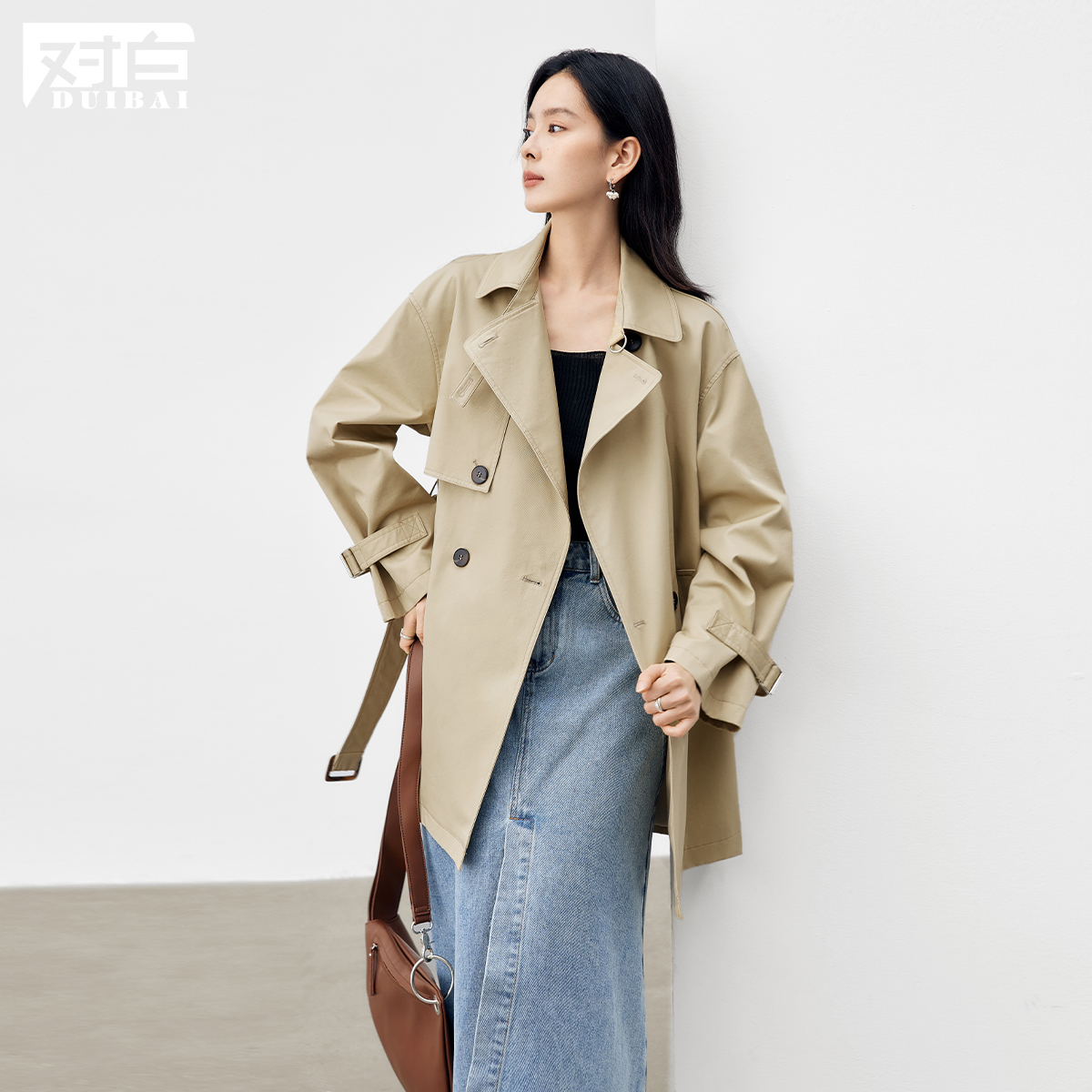 Dialogue レトロ ブリティッシュスタイル ミドル丈 ウィンドブレーカー ジャケット レディース 2025年秋冬新作 スモール 気質 純綿 トップス