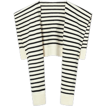 Dialogue Fashion Knitted Striped Shawl Womens 2024 New Casual Versatile Matching Skirt Shirt Scarf