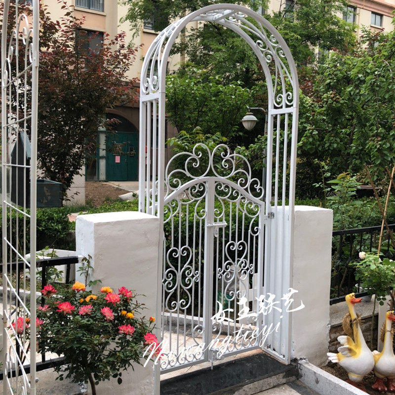 Eurostyle Iron Art Arches Courtyard Door Wedding iron frame Outdoor Courtyard Outside Flower Shelf Garden Climbing vines Iron Flowers Gardening-Taobao