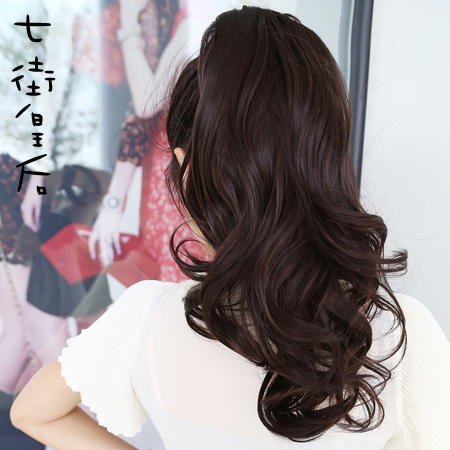 实拍七街皇后逼真梨花卷绑式马尾假发辫 发量足哑光高温丝 新品