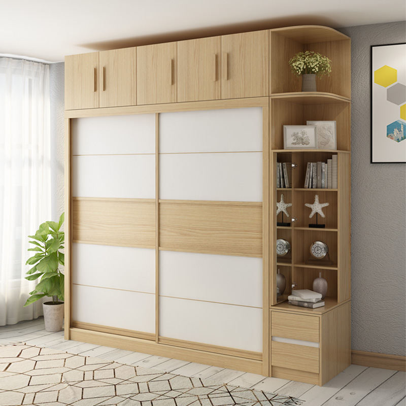 Nordic Style Home Bedroom Ramen Wardrobe Economy Type Home Bedroom Cabinet Assembly Slip Door Big Closet