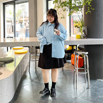 YUZI fish family 2021 spring and autumn big code black half body dress Fat mm easy to be thin A word plexu skirt 200 catty