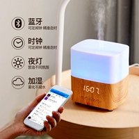 Máy tạo độ ẩm hương liệu với Bluetooth âm thanh đồng hồ báo thức đồng hồ máy hương liệu siêu âm gỗ hạt nhà phòng khách phòng ngủ ký túc xá - Máy giữ ẩm máy lọc không khí tạo ẩm