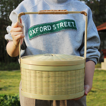 Bamboo Basket Home Handmade Containing Basket Buy Vegetable Basket Fruit Refreshment Picnic Basket Portable Bamboo basket Bamboo Woven Basket