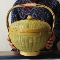 Bamboo woven basket with lid bamboo products Bamboo woven Home Bamboo woven products Tie baskets out of Baie Divine Containing Basket Carrying Basket