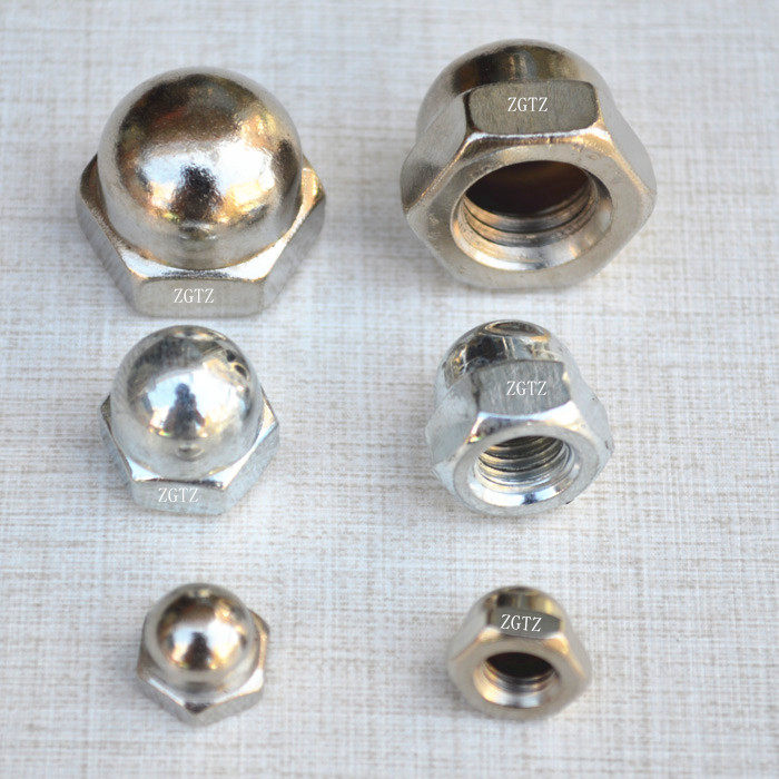 Hexagon cap type Nickel plated nut Semicircular head screw Integral body round cap nut cap G92345678910mm