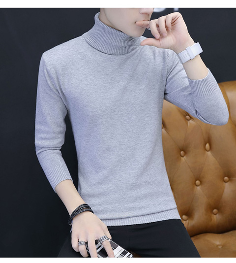 Áo len cao cổ mùa đông dành cho nam giới Hàn Quốc Thanh niên màu áo liền thân Áo len cộng với áo nhung nam dày áo ấm nam