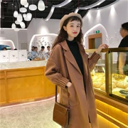 Hàn Quốc ulzzang phong cách Harajuku bf mùa thu và mùa đông Phụ nữ phiên bản Hàn Quốc mới của phần dài của áo khoác len mỏng