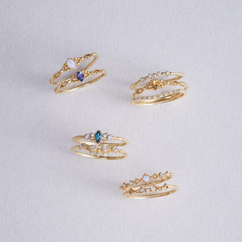 Multi-gemstone ring sterling silver japanese style for women