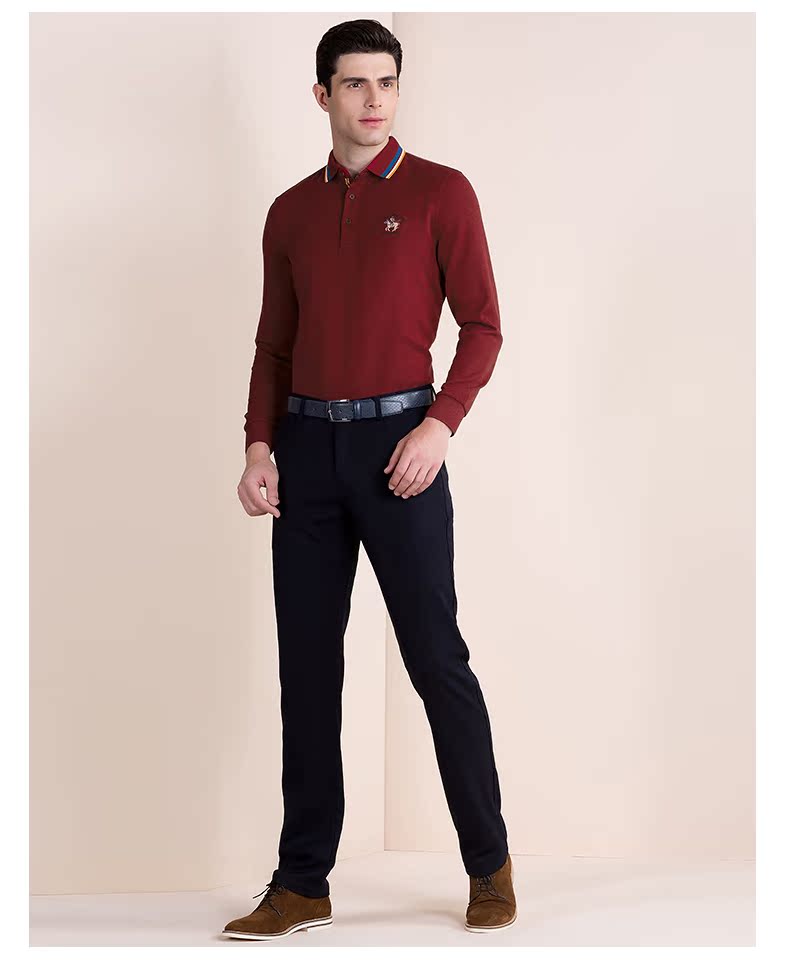 Áo thun Ya Tao polo nam cotton dài tay Paul kinh doanh xu hướng giản dị áo thun rắn màu áo dệt kim nam áo sơ mi polo