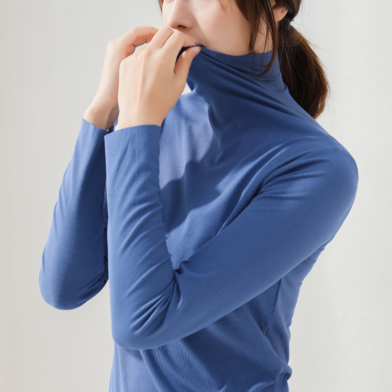 2020 - The new Model Half - Collar Untracked Tunnel T - shirt thin - colored long - sleeved tops