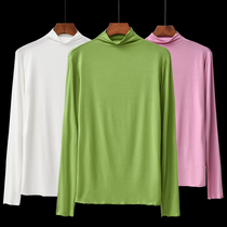 2020 autumn and winter new modal base shirt womens semi-high collar long sleeve slim mask t-shirt large size inner jacket