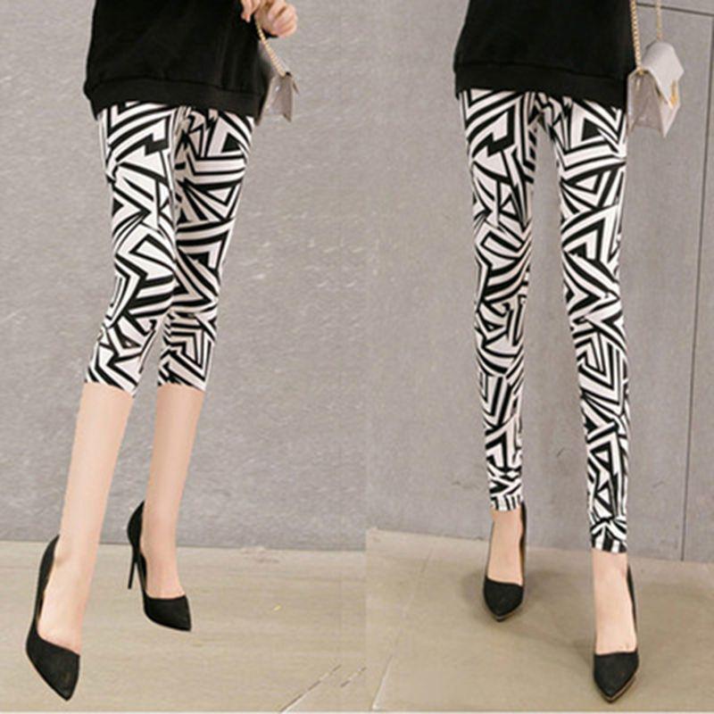 Floral Print Cropped Leggings for Women, Summer Thin Style, Versatile, Stretchy, Plus Size, Elastic Waist, Slim-Fit Casual Pants