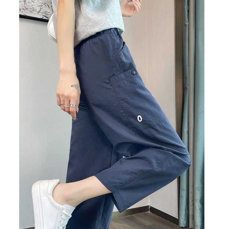 Plus-Size Ice Silk Quick-Dry Sports Pants for Women, Summer Thin New Style Jogger Carrot Pants, Loose Nine-Point Harem Pants