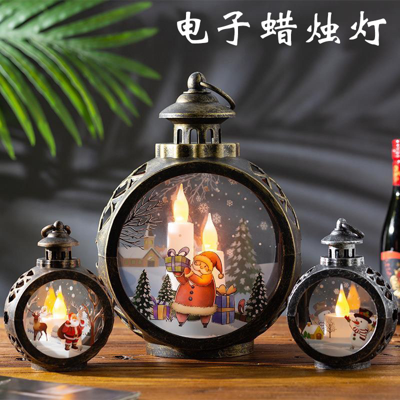 Christmas Decorations Candle Lamp Seniors Snowman Shop Window Hem Dining Room Bar Front Desk Dress With Round Light Gifts