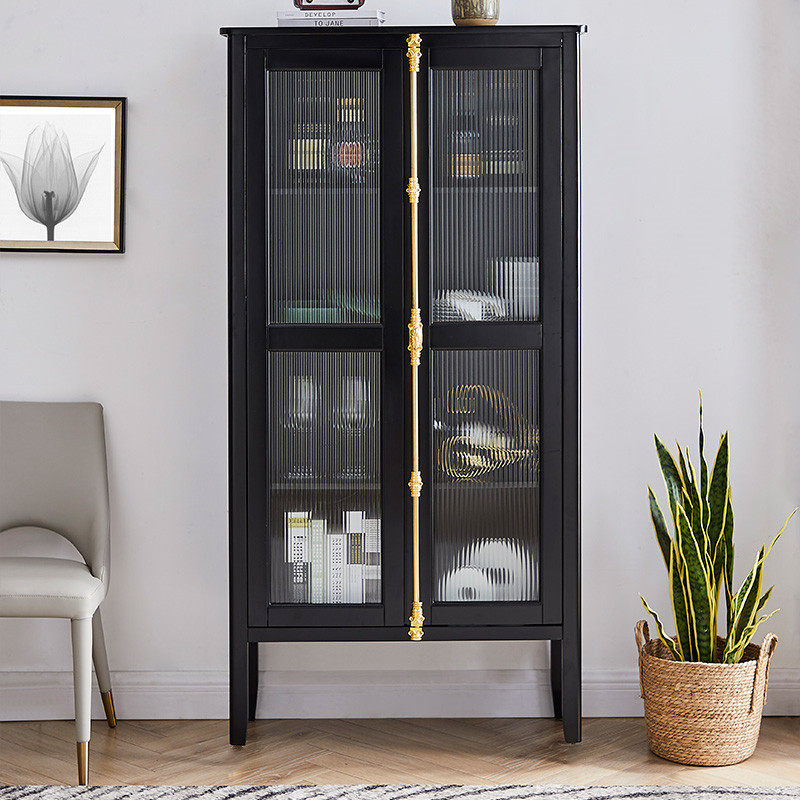 Simple modern retro Changhong glass wine cabinet living room wrought iron dining cabinet French creative porch cabinet storage cabinet