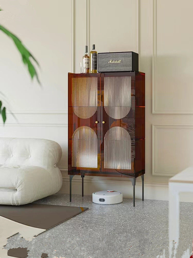Nordic Living Room Leaning Against Wall Decoration Cabinet Glass Door Wine Cabinet Modern Minima Dining Side Cabinet Light Lavish Dining Side Cabinet Display Case-Taobao