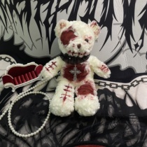 Injured bear bag original design Halloween Lolita handmade dark bloody yandere disabled cross-body bear bag