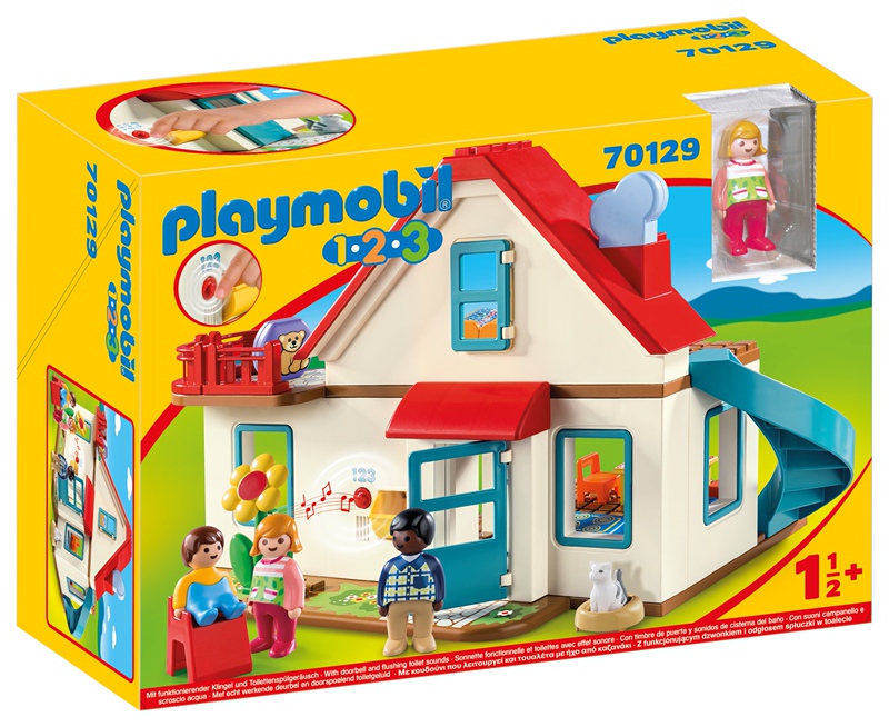 Playmobil World 70129 Family House 123 Small House Red House Dollhouse 2-Year-Old Toy