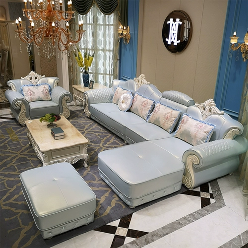 Кожаный диван в стиле европейского в стиле