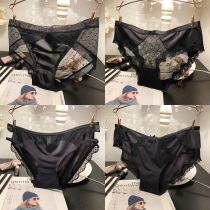 Vimi Jiangnan sexy black underwear women's cotton crotch lace embroidery perspective temptation to tease comfortable briefs