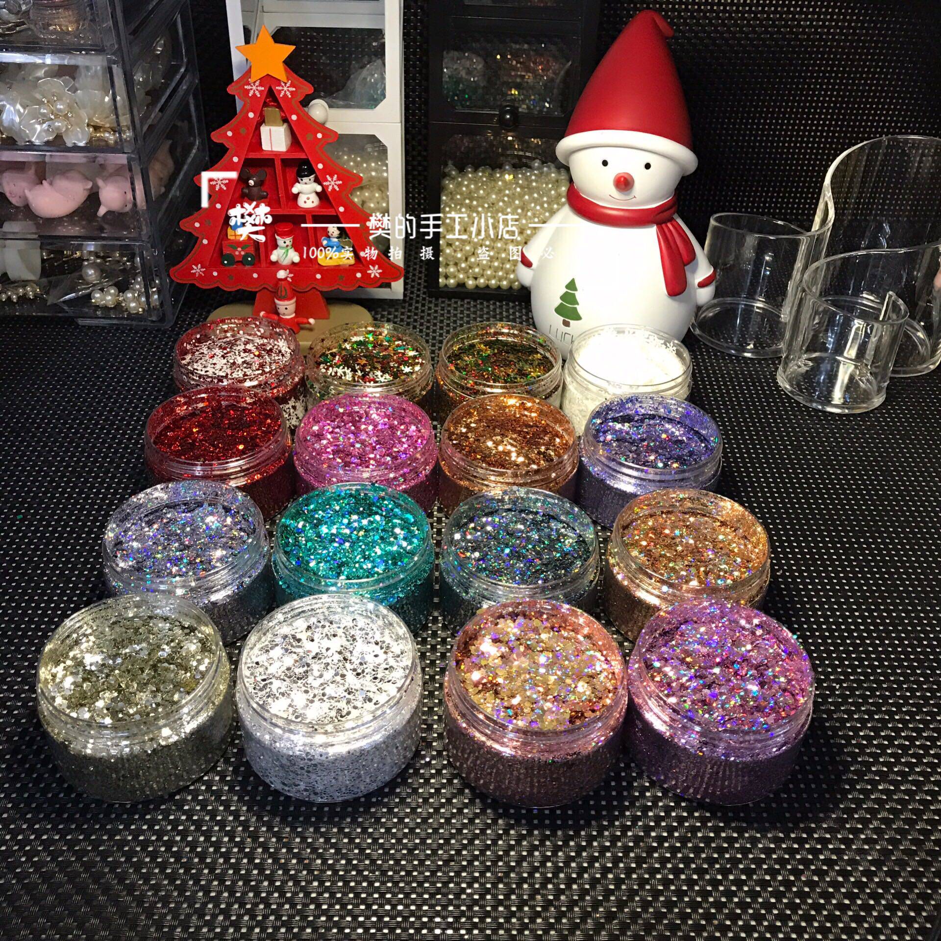 Fan's handmade small shop Imported Drip Glue Filling BRILLIANT BRIGHT SHEET MIXED LASER GOLD SHALLOT DIAMOND FLASH POWDER