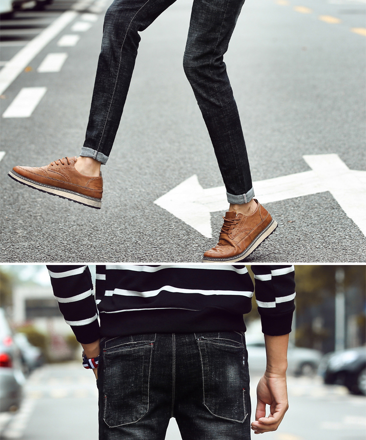 Mùa xuân thu đen quần jeans nam chân thon dài phiên bản dài 120cm quần dài nam phong cách thể thao nam
