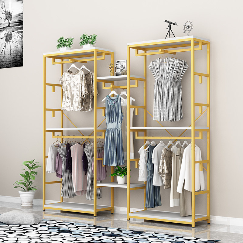 Clothing store display shelves floor-to-ceiling men's and women's clothing shelves display shelves Nakajima clothes racks double-layer front side hanging hangers