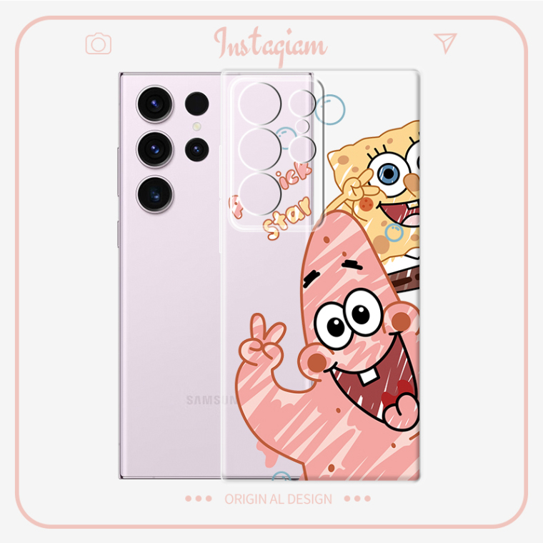 Cute Girls SpongeBob SquarePants Cartoon Silicone TPU S23, S23 Plus, S23 Ultra, S22, S22 Plus, S22 Ultra, S21, S21 Plus, S21