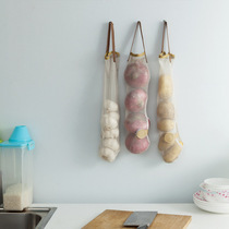 Hanging vegetable storage mesh bag ginger onion garlic split bag hanging bag breathable kitchen fruit storage bag