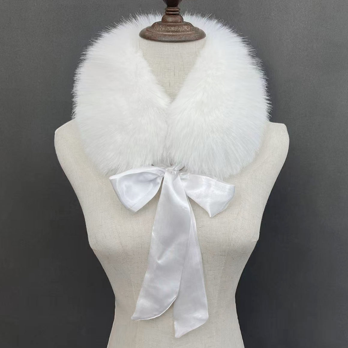 Faux fox fur scarf, double-sided, versatile, warm winter scarf, women's winter bow ribbon, fur scarf.