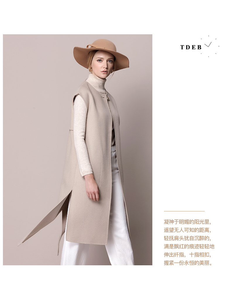 Áo khoác len nữ hai mặt châu Âu và gió Mỹ trong áo vest nữ dài tay 2019 mùa xuân áo len mới không tay - Trung bình và dài Coat áo khoác gió nữ