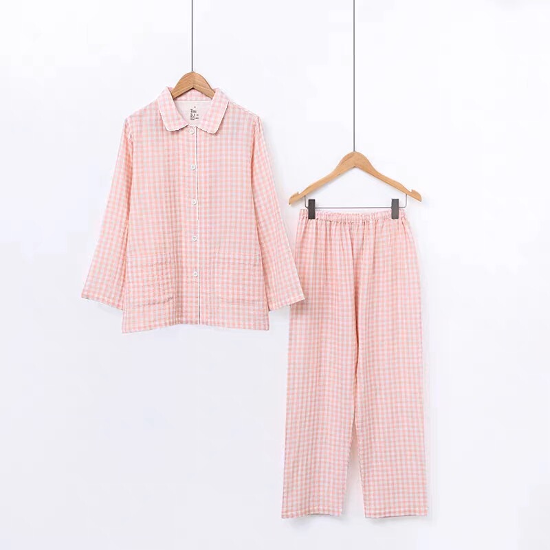 【Double-Layer Gauze Candy Plaid】All-Cotton Gauze Plaid A-Class Double-Layer Gauze Loungewear Couple's Simple Pajamas