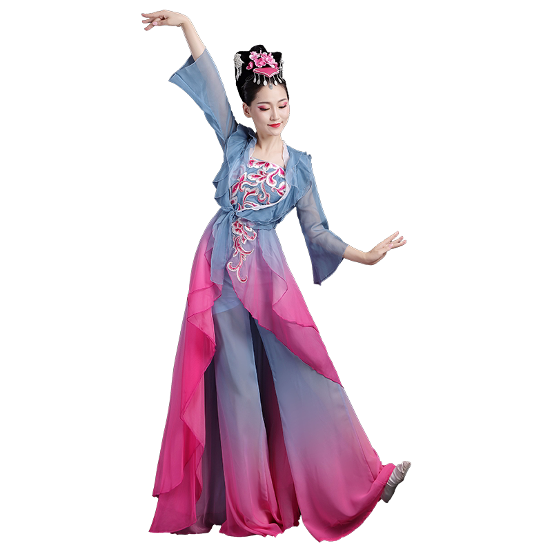 古典舞演出服女裝 仙女風獨舞表演服裝 中國風舞蹈服飾設計 點絳脣舞臺服