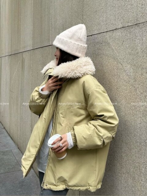 Lamb Wool Large Lapel down Jacket for Women 2025 Winter White Duck down Korean Style Age-Reducing Parka Long Coat