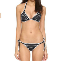 2018 foreign trade new V-shaped hook lace-up triangle bikini split swimsuit